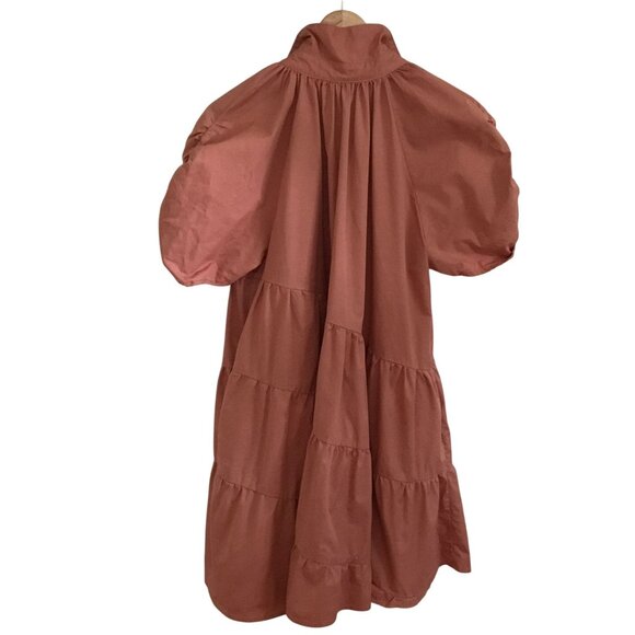 ABERCROMBIE & FITCH AUREUM Women's Cinnamon Poplin Trapeze Mini Shirt Dress Sz M - Picture 2 of 7